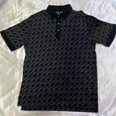 BLACK LABEL 黒 ロゴパターン ポロシャツ