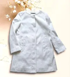 美品 グリーンレーベルリラクシング◆スプリングノーカラーコート M