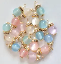 ハンドメイド　コネクターチャーム　アクリルビーズ　キャッツアイビーズ　20個のサムネイル