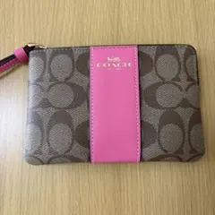 COACH シグネチャー リストレット ポーチ　ピンク