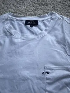 美品　A.P.C. ホワイト ポケットTシャツ　刺繍ロゴ　Lサイズ　アーペーセー