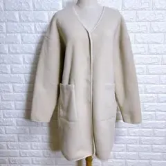 7247 ニコアンド ボアコート XL ベージュ リバーシブル オーバーサイズ