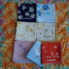 Junko Shimada 花柄ハンカチ ネイビー