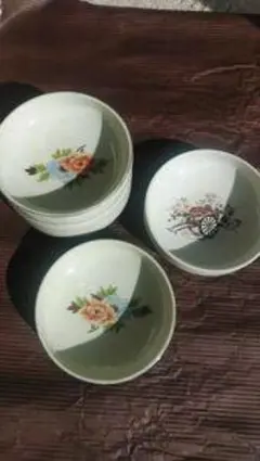 花柄陶器ボウル6枚セット