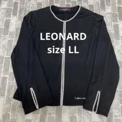 レオナール LL カンカン素材 ラインストーン カーディガン 黒 希少