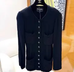 美品】CHANEL シルクブラウス 38 ゴールドココマークボタン ブラック 