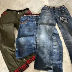 オリーブグリーン・デニムブルー長ズボンセット 150cm✖️3