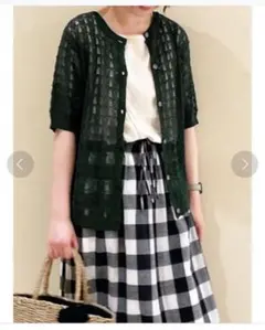 【新品】SM2★サマンサモスモス★柄編み半袖ニットカーディガン