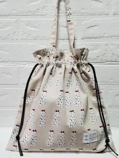 ダルメシアン柄　巾着トートバッグ　ハンドメイド