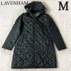 30 ラベンハム キルティングジャケット ロング フード ブラック 黒 M