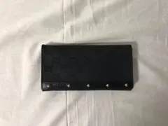 本物グッチGUCCI本革レザーGG柄キャンバススタッズサイフ長財布札入れ黒