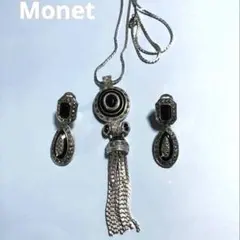 Monet モネネックレス イヤリング セット タッセル ブラックのサムネイル