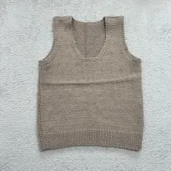 レトロ可愛い 透かし編み ニットベスト モカベージュ 森ガール レイヤード