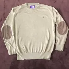限定完売！ノースフェイスパープルレーベルエルボーパッチコットンニットM日本製