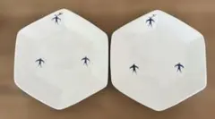 日下華子さん 九谷焼 色絵つばめ 六角小皿 2枚セット 和食器