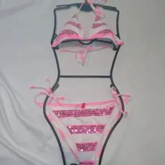 Victoria's secret ピンク＆ホワイト スパンコール装飾 ビキニのサムネイル