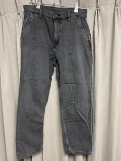 ユニクロ ワイドテーパードデニムパンツ グレー