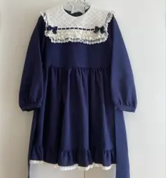 ぴ*子様 120 シャーリーテンプル　ネイビー レース襟 ワンピース
