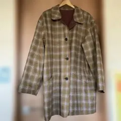 チェック ステンカラーコート　メンズ