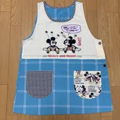 Disney Mickey and Minnie エプロン ブルー チェックのサムネイル