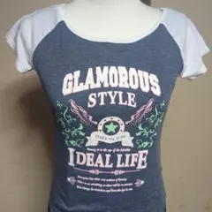 anyFAM ロゴ プリント ラグランTシャツ　カットソー　ネイビー✕ピンクのサムネイル