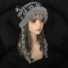 【ゲリラオークションstart】214ハンドメイド編み物　猫耳ニット帽　y2k