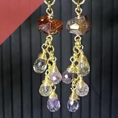 【リクエスト品】レッドでタンブル&ドロップ☆天然石チャーム