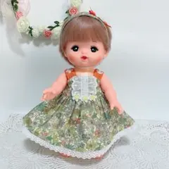 ぽぽちゃん 服 ハンドメイド ワンピース 麦わら帽子 バッグ 3点セット