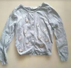 H&M エイチアンドエム　グレーカーディガン　スパンコール　蝶柄　120相当