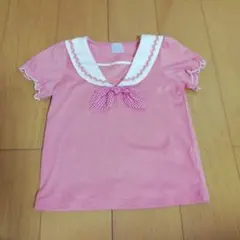 美品　axes femme kids セーラーカラー シャツ ピンク　130cmのサムネイル