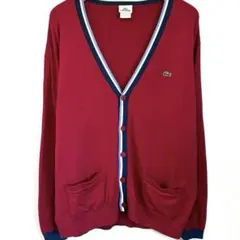 LACOSTE ラコステ カーディガン ワンポイント ニット ロゴ 赤 レッド
