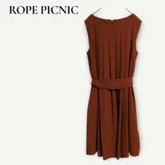 ロペピクニック ノースリーブ ワンピース プリーツ ひざ丈 ウエストリボン M