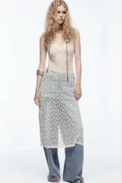 ZARA レース ロング ワンピース ホワイト Sサイズ