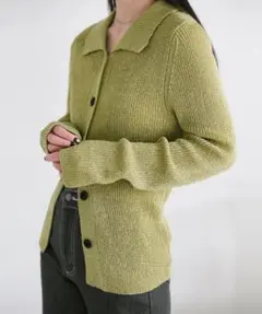 【select MOCA】サマーニットカーディガン_ライトグリーン