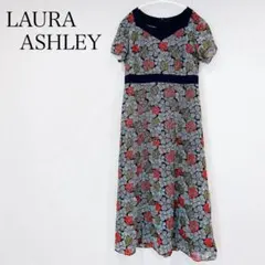 LAURA ASHLEY ワンピース　花柄　半袖　膝丈　フレアスカート　お洒落
