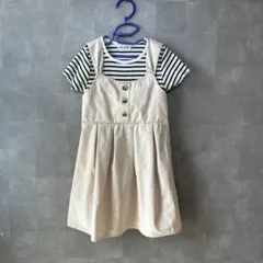 SHOO-LA-RUE 半袖ワンピース　ストライプ　ベージュ　120