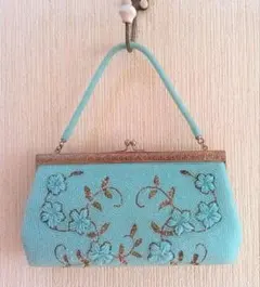 水色 ビーズ刺繍 和装用バッグ