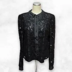【美品】29OMU 総レース ブラウス 黒 長袖 ヴィンテージ レトロ