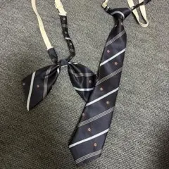 ネイビー ストライプ ネクタイ リボン セット