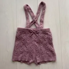 プティマイン　サスペンダー付きニットショートパンツ