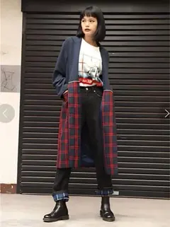 美品 jouetie 2WAY ジップ スプリングコート チェック＆ネイビー