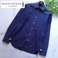 マッキントッシュロンドン チェック 綿100％ 長袖シャツ ブルー 38