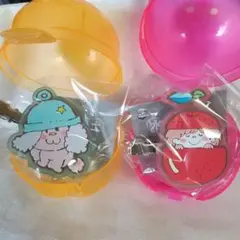 水森亜土 クリアラバーヘアクリップ BLUE RED ガチャ