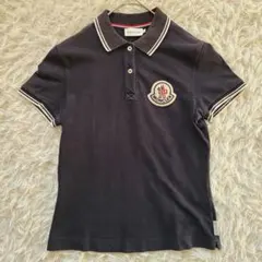 MONCLER ポロ シャツ ロゴ ワッペン ライン ネイビー XS