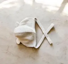 ジェラートピケ　ふわふわ　ホワイトベビー帽子