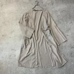 JUNOAH ジュノア　リネン混　ロングカーディガン　ガウンシャツカーディガン