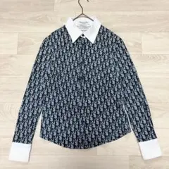 LA8016 クリスチャンディオール 長袖シャツ ブラウス 綿 総柄 黒 白 M Christian Dior（シャツ）のフリマアイテム一覧