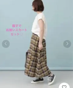 doors♡親子コーデ♡コットンリネンチェックスカートセット