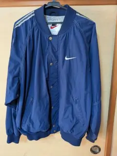 90s NIKE ナイキ チームジャケット ブルゾン スナップボタン ネイビー