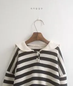 【新品未使用】anggo ストライプ 襟付きカットソー 韓国子供服